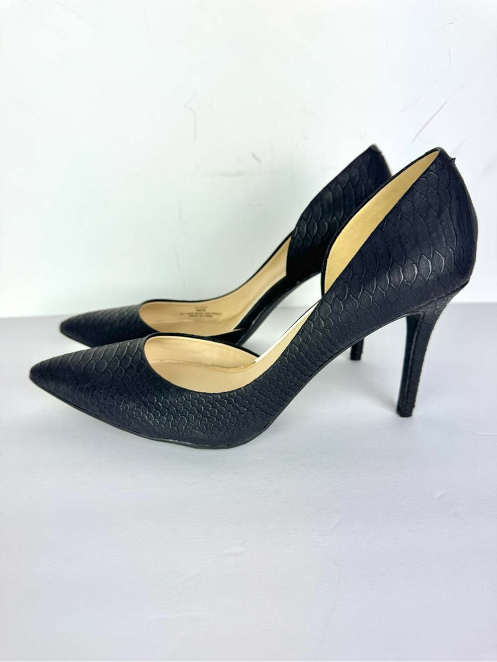 Jessica Simpson Livvy Black Faux Leather Pointed Toe Pumps Heels Size 9